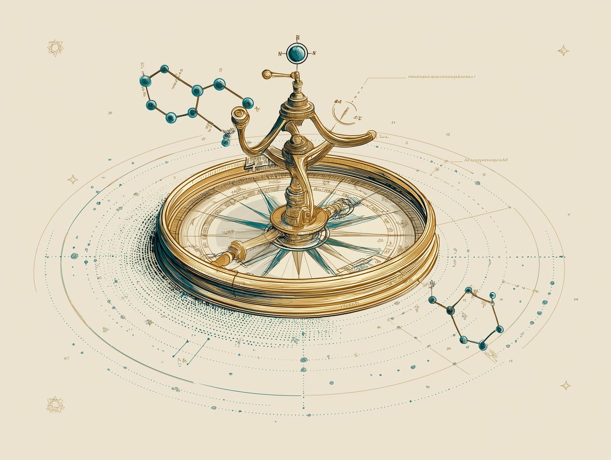 Cartographer's toolkit — a surveying instrument over a molecular landscape, representing different proximity-labeling enzymes